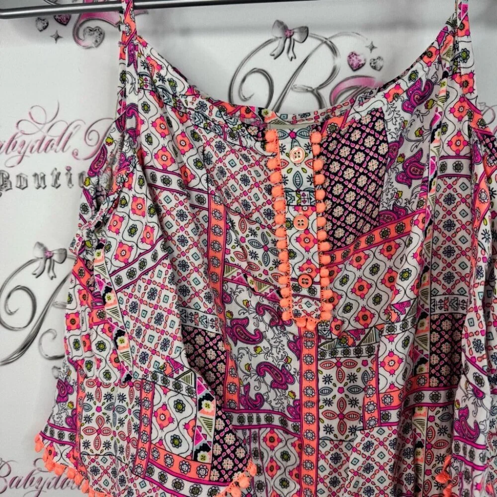 Lc Waikiki romper Aztec boho one piece jumper Vibrant Patchwork Kids Pom Poms